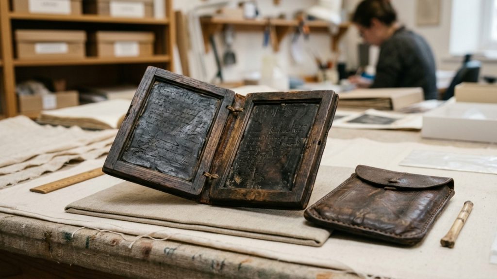 ARQUEÓLOGOS ENCONTRAM EM UMA LATRINA MEDIEVAL UM CADERNO DE 700 ANOS AINDA INTACTO E COM INSCRIÇÕES EM LATIM LEGÍVEIS arqueologos-encontram-em-uma-latrina-medieval-um-caderno-de-700-anos-ainda-intacto-e-com-inscricoes-em-latim-legiveis